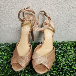 Gold Barbiecore Glitter Exotic Dancer Formal Wedding Prom Shoes 6 Inch Heel